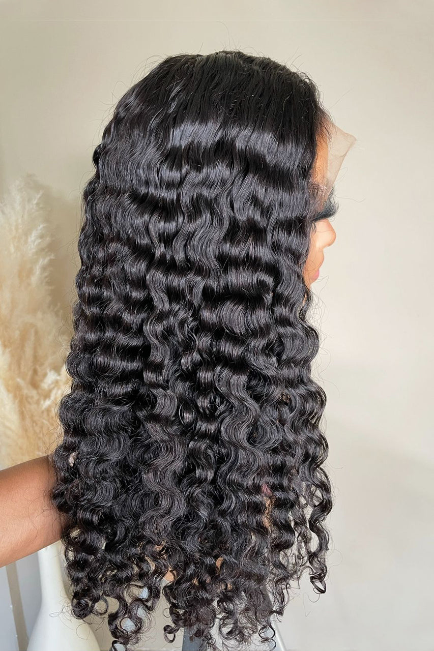 ABBY - SPANISH CURLY FRONTAL AND CLOSURE WIG (250 DENSITY )