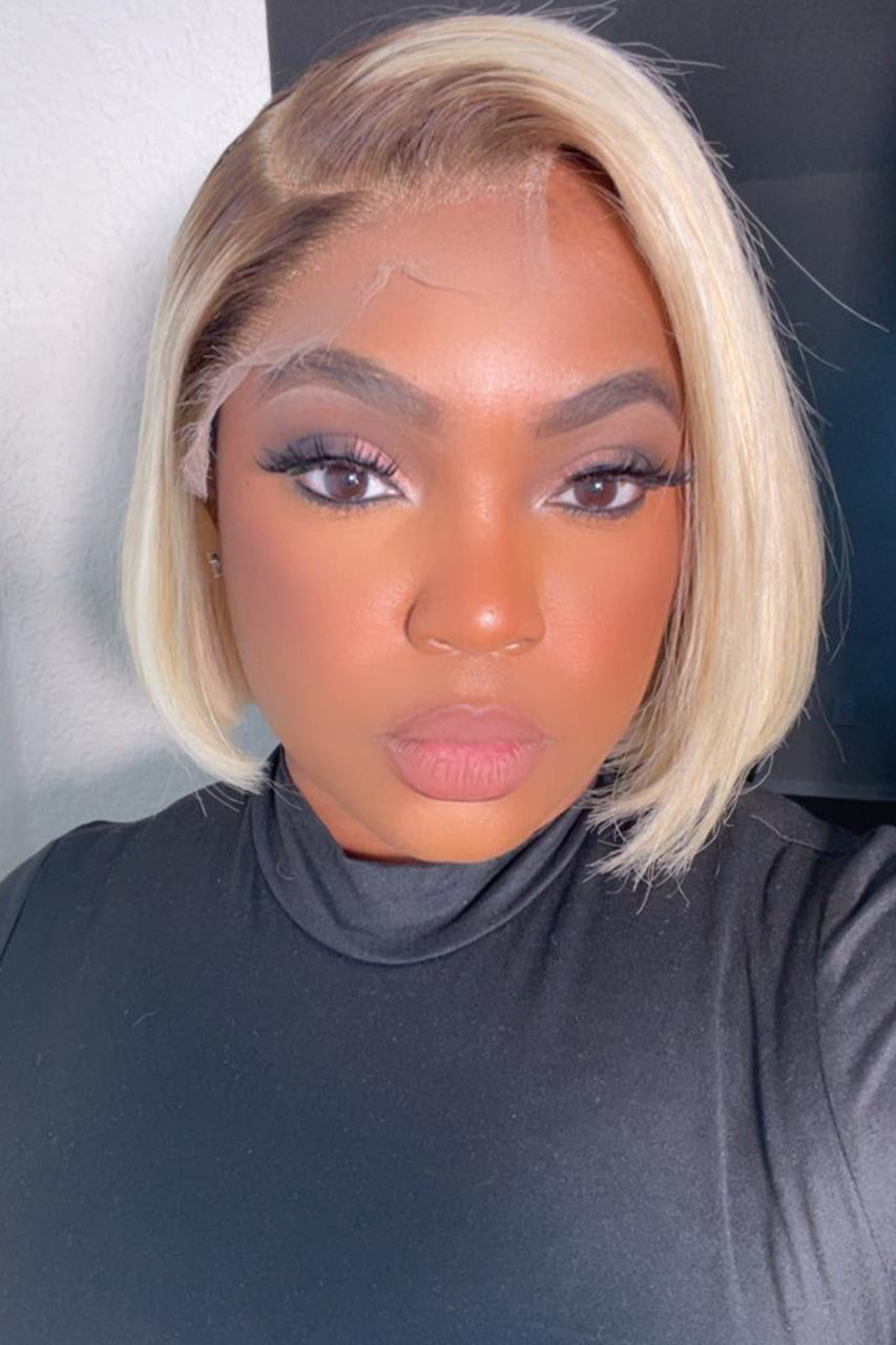 KHLOE - BLONDE BOB WITH BROWN ROOTS