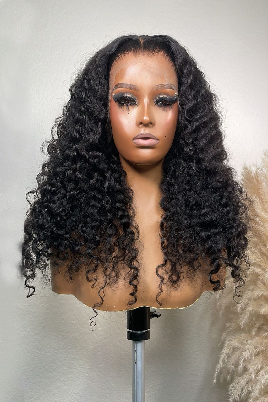ABBY - SPANISH CURLY FRONTAL AND CLOSURE  WIG  (250 DENSITY )