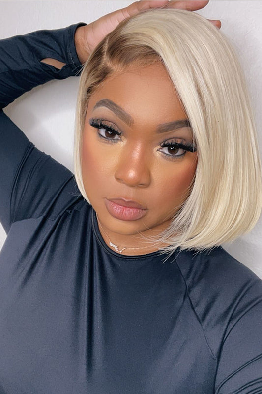 KHLOE - BLONDE BOB WITH BROWN ROOTS